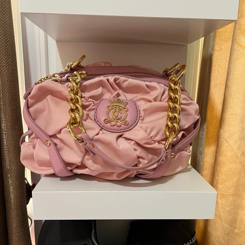 Vintage juicy couture Pink Gold-Chain Ruched Shoulder Bag